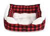 Legowisko dla psa, czerwono/czarna krata, 50x40cm, dwustronna poduszka