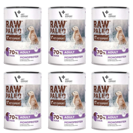 ZESTAW Karma mokra dla psów Vet Expert Raw Paleo Adult kaczka 6 x 400 g