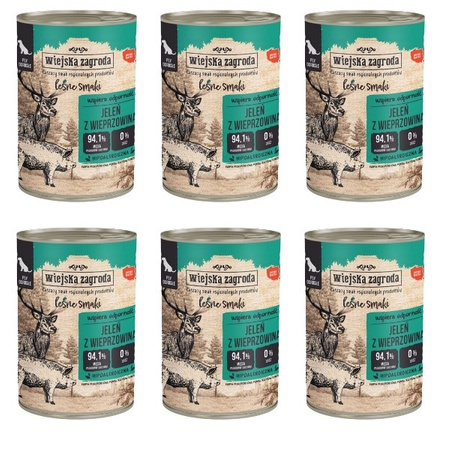 ZESTAW Wiejska Zagroda Leśne smaki jeleń z wieprzowiną 6 x 400 g