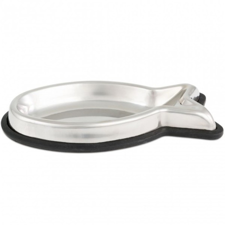 Miska, dla kota, kształt ryby, stal nierdzewna, 160ml, podstawka antypoślizgowa