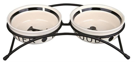 Zestaw misek ceramicznych na stojaku Eat on Feet 1.6 l/o 20 cm  biało czarne