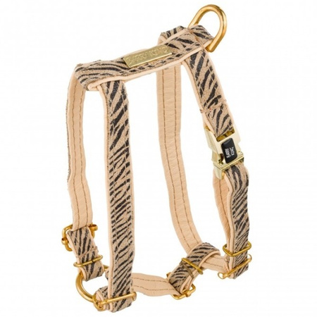 Szelki dla psa, Wild Tiger, beżowe, skórzane mosiądz, M 16mm/ob. szyi 30-50cm ob. klatki 40-70cm