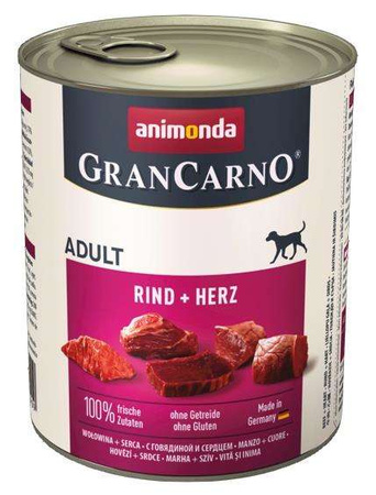 Animonda GranCarno Adult Rind Herz Wołowina + Serca puszka 800g