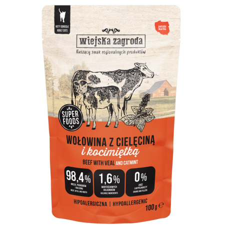 Wiejska Zagroda Pasztecik z wołowiny i cielęciny dla kota 85 g