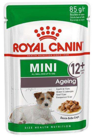 Royal canin mini ageing 12+ karma mokra w sosie dla psów dojrzałych po 12 roku życia, ras małych saszetka 85g