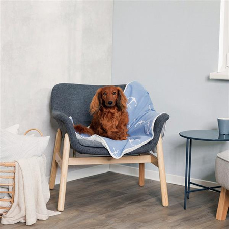 Koc Anchor, 150 × 100 cm, niebieski/biały