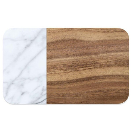 Podkładka pod miski acacia wood + carrara marble dla psa, kota 29,2x48,3 cm - tylko u nas w polsce!