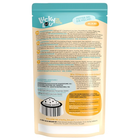 Lucky Lou Lifestage Kitten drób i pstrąg 125 g