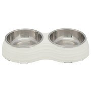 Zestaw misek, białe, melamina/stal nierdzewna, 2 × 0.2 l/o 11 cm/25 × 4 × 14 cm