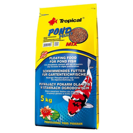 Pływający pokarm dla ryb karpiowatych tropical pond pellet mix 5kg