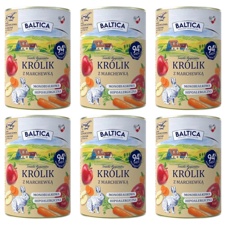 ZESTAW Baltica Smaki Regionów królik z marchewką, 6 x 400 g