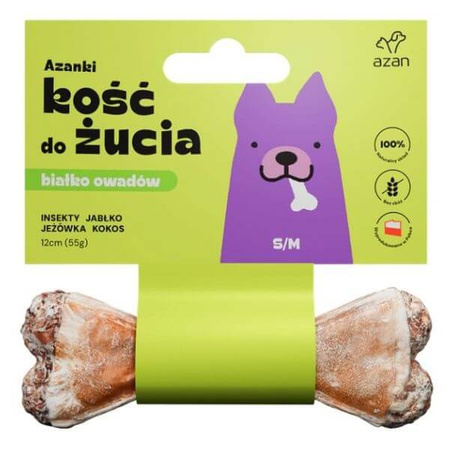 Kość do żucia dla psa Azanki S/M z insektami, jabłkiem, jeżówką i kokosem 12cm