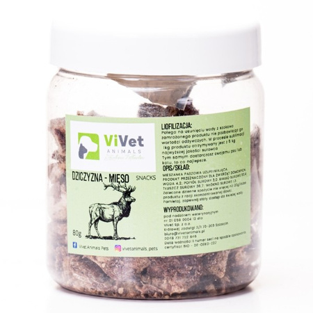 Liofilizowana dziczyzna - mięso ViVet Animals 80 g