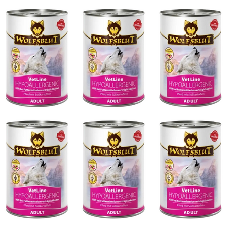 ZESTAW Wolfsblut VetLine Hypoallergenic konina 6 x 395 g