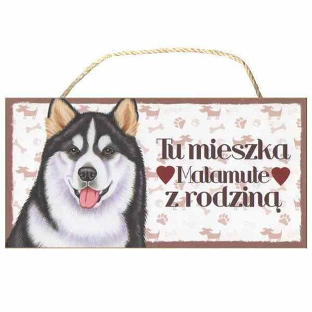 Tabliczka ozdobna dekoracyjna alaskan malamute 25x12,5 cm