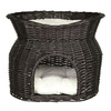 KOSZ WIKLINOWY DLA KOTA 54 × 43 × 37 cm, CZARNY z dwoma miejscami do leżenia