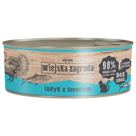 Wiejska zagroda indyk z łososiem dla kota 85 g