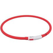 Opaska świecąca USB, silikon, XS–XL: 70 cm/? 10 mm, czerwona