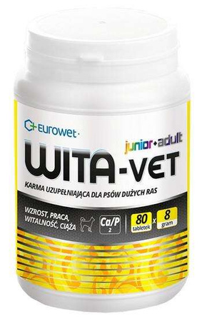 Wita-Vet - preparat mineralno-witaminowy dla suk i szczeniąt ras dużych 8g 80tabl