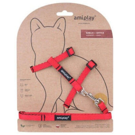 amiplay Twist szelki ze smyczą dla kota czerwone M