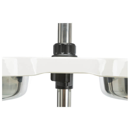 Stojak z miskami, biały, melamina/stal nierdzewna, śr. 21 cm, 2 x 1,6 l