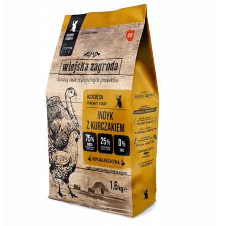 Wiejska Zagroda karma sucha dla kota Indyk z kurczakiem kocięta 1,6 kg