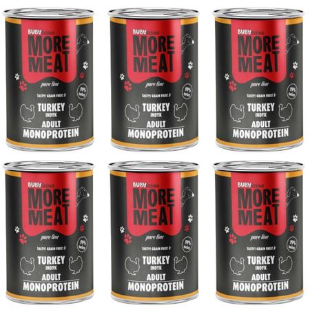 ZESTAW BUBAlicious More Meat mono Pure Indyk 6 x 400 g