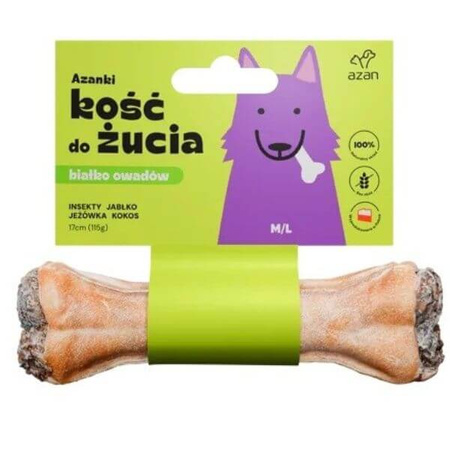 Kość do żucia dla psa Azanki M/L z insektami, jabłkiem, jeżówką i kokosem 17cm