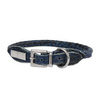 Obroża dla psa okrągła, Serpente, granatowa, skórzana nikiel, 6mm/25cm