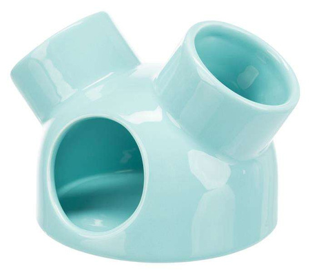 Domek dla myszy, turkus, ceramiczny,  o 12 × 10 cm, z 3 wejściami