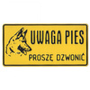 Tabliczka ostrzegawcza "uwaga pies. proszę dzwonić" 14x28 cm