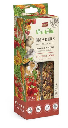 Vita Herbal Smakers czerwone warzywa dla gryzoni i królika 90g, 5 szt. display