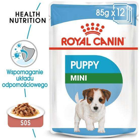 Royal Canin Mini Puppy karma mokra w sosie dla szczeniąt, od 2 do 10 miesiąca życia, ras małych saszetka 85g