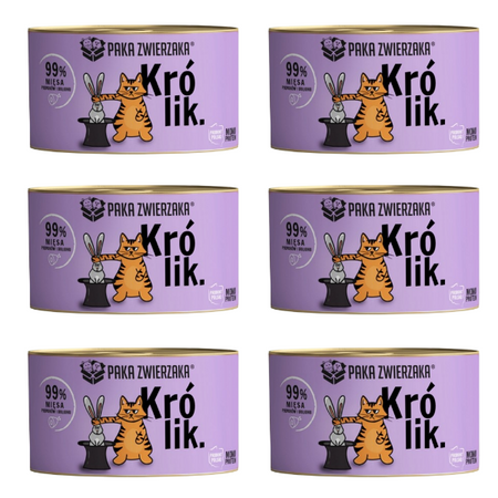 ZESTAW Paka Zwierzaka królik dla kota 6 x 200 g