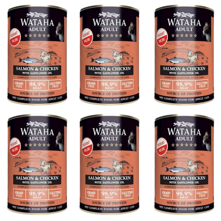 ZESTAW Karma mokra dla kota Wataha Hunt Adult łosoś i kurczak 6 x 400g
