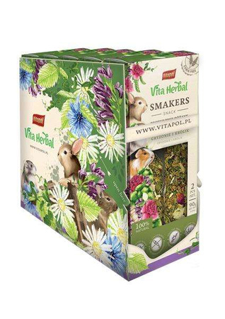 Vita Herbal Smakers brokułowo - różany  dla gryzoni i królika 90 g, 5 szt./display