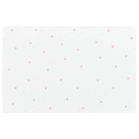 Podkładka pod miski, dla kota, biała, 44x28 cm, z nadrukiem kocich łap