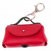 Torebka skórzana do woreczków na odchody czerwona