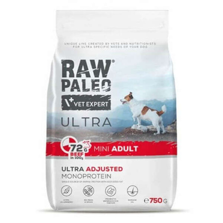 Karma sucha dla psów Vet Expert Raw Paleo Ultra Mini Adult Wołowina 750 g