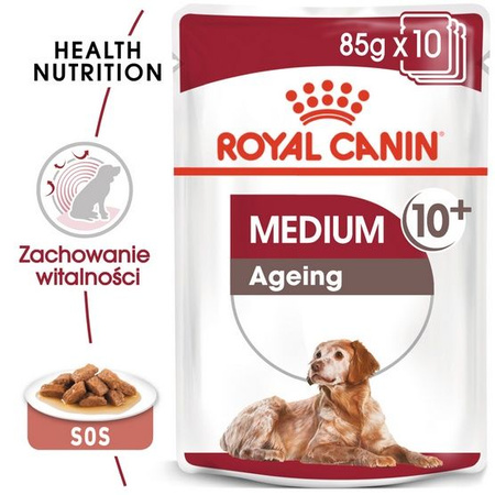 Royal canin medium ageing 10+ karma mokra w sosie dla psów dojrzałych po 10 roku życia, ras średnich saszetka 140g