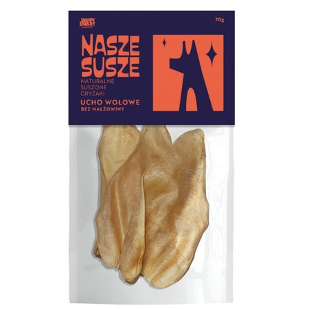 Nasze Susze uszy wołowe dla psa 3 szt. 70 g