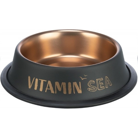 BE NORDIC, miska, dla psa, czarna/brąz, stal nierdzewna/guma, 0,2 l/o 15 cm