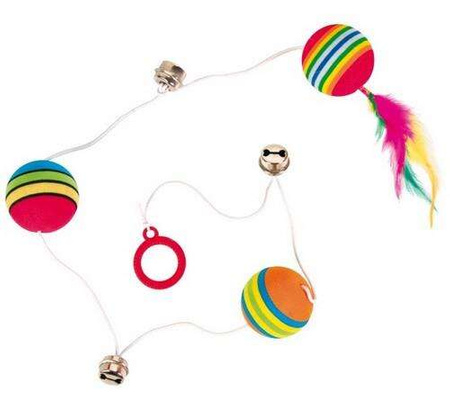 PIŁKI TĘCZOWE NA GUMCE Z PIÓRKIEM 3