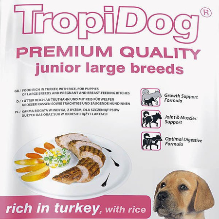 Tropidog premium junior large indyk z ryżem 500g, 2,5kg, 15kg
