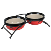 MISKI CERAMICZNE NA STOJAKU 250 ml/śr.12,5 cm, biały/szary/niebieski