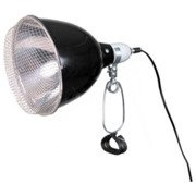 Lampa z klamrą zaciskową, czarna, z siatką ochronną, o 14cm/7cm, 75W