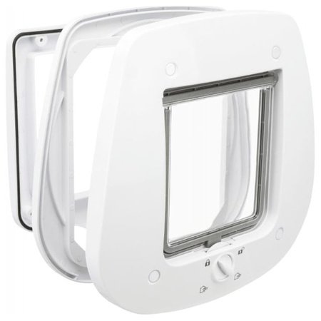 Drzwiczki dla kota 4-Way, do drzwi szklanych, 27 × 26 cm, białe