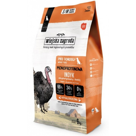 Wiejska Zagroda Monoproteinowa indyk dla psa S/M 6 kg