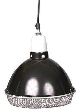 Lampa z klamrą zaciskową, czarna, z siatką ochronną, o 21cm, 150W