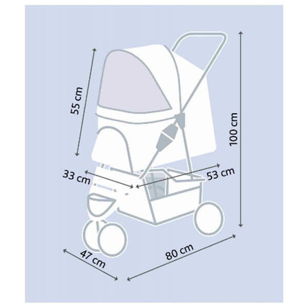 Wózek dla zwierząt, 47 × 100 × 80 cm, czarny